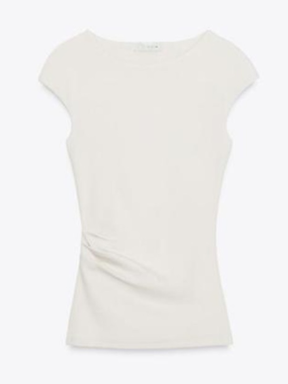 Zara Ivory Ribbed Draped Side Ruched Top Size M Fits a size Small - Picture 4 of 7